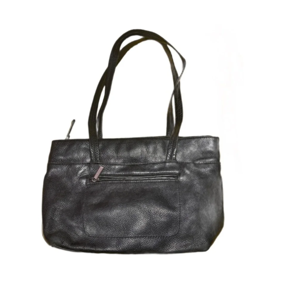 Vintage 90s Grunge Pebbled Black Leather Tote Bag Giani Bernini 15x10x4